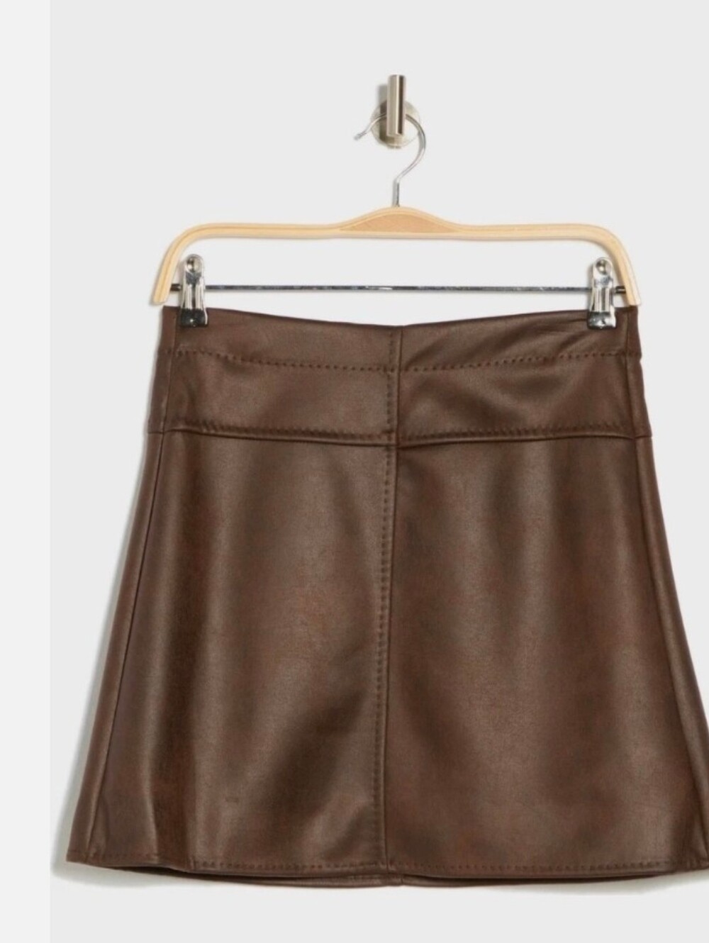 Max Studio Brown Faux Crackle Leather A-Line Mini Skirt Sz M